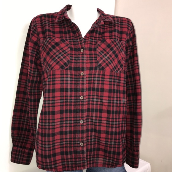 Beaver Canoe Red Black Buffalo Plaid Button Down - Picture 3 of 10